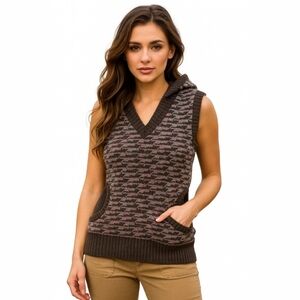 Lambswool Hooded Sweater Vest with Pockets | Layering Knit